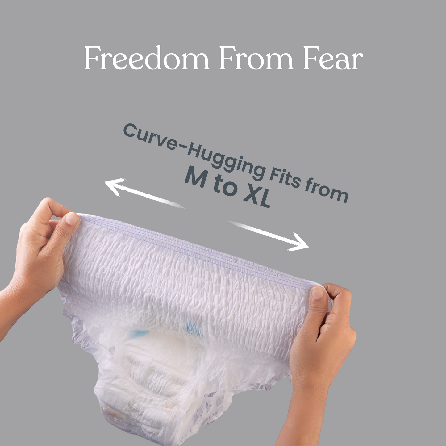 menstrual panties with a curve-hugging fit from size M to XL for comfortable wear
