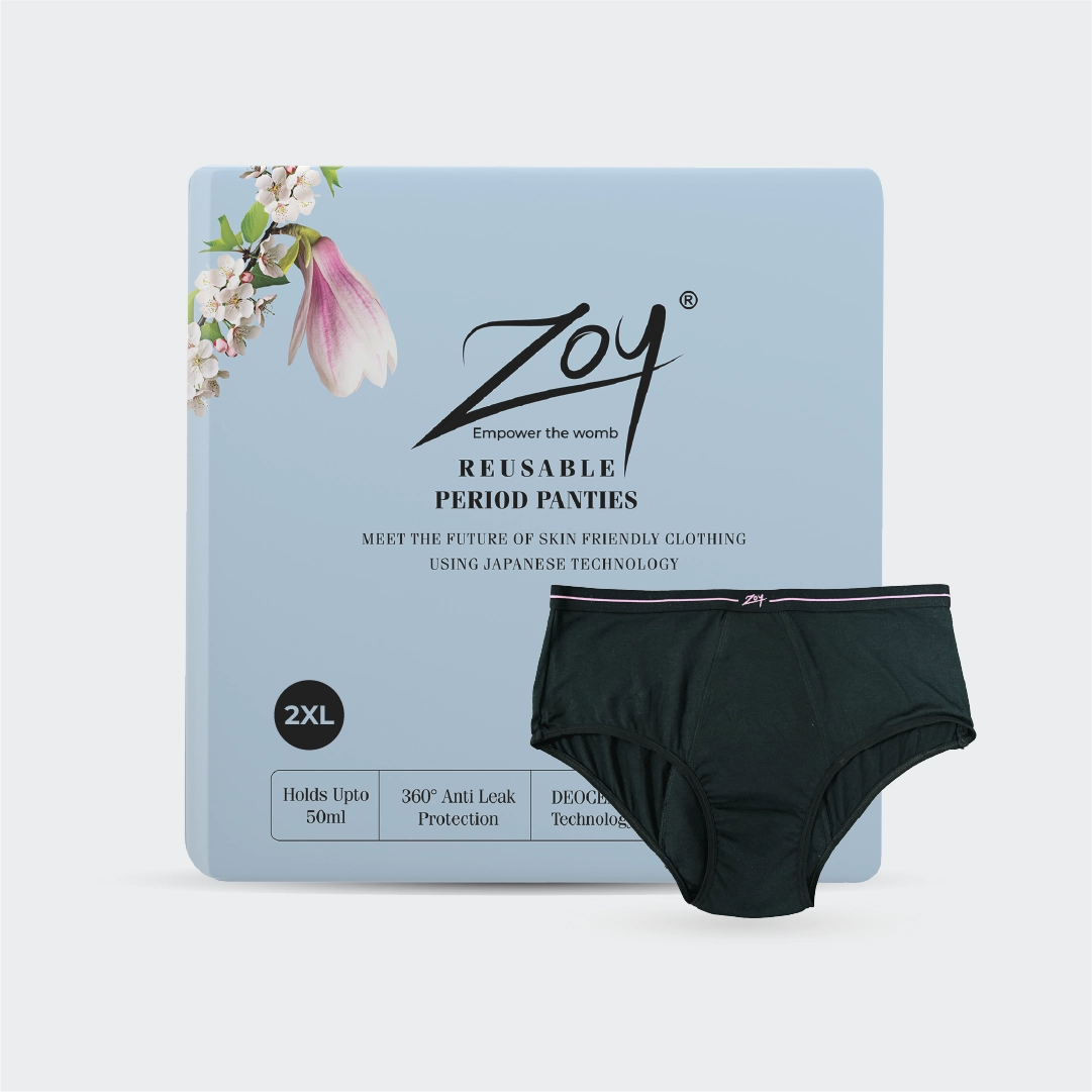zoy reusable period panties XXL size single pack with 1 panty washable leak proof eco friendly plus size underwear for secure and comfortable period care
