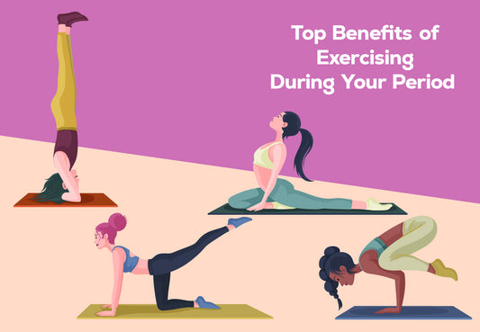 Woman doing yoga for period cramps relief and mood boost