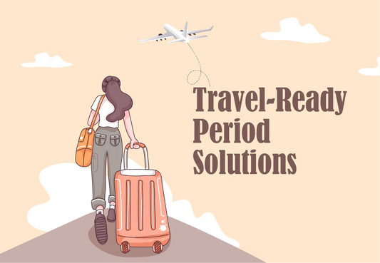 Woman travelling stress-free with disposable period panties - leak-proof 12-hour protection for flights road trips and long journeys in India
