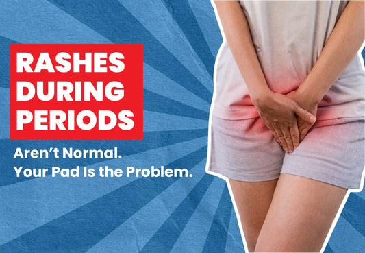 Woman dealing with period problems like cramps and heavy flow, with simple period care solutions