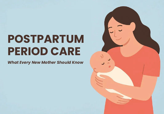 Postpartum period care for new mothers showing recovery, bleeding support, and comfortable protection options after childbirth