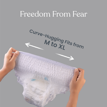 menstrual panties with a curve-hugging fit from size M to XL for comfortable wear