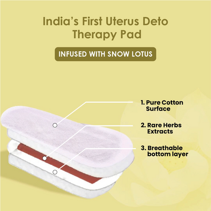 India's first uterus detox herbal therapy sanitary pad with ultra-thin drop-size design for natural period pain relief