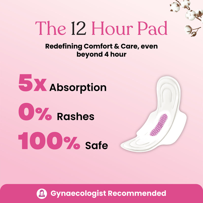 Organic cotton top sheet in anion pads - Rash-free hypoallergenic menstrual solution for sensitive skin.