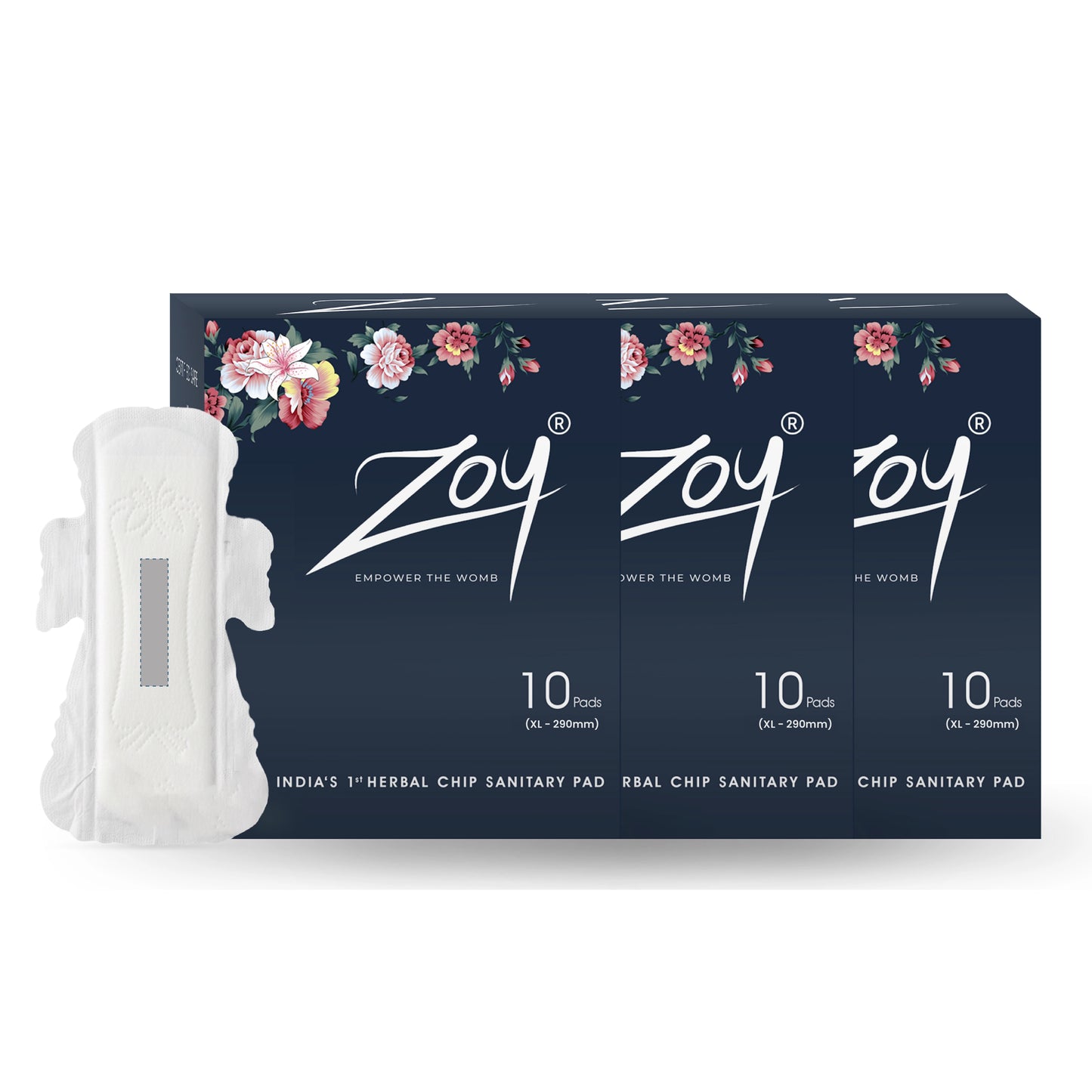 ZOY herbal sanitary pads for night use and cramps comfort
