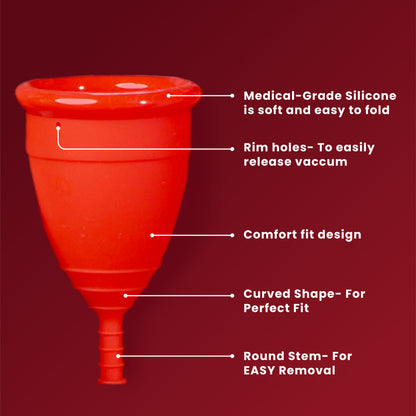 Folded ZOY reusable menstrual cup for easy insertion
