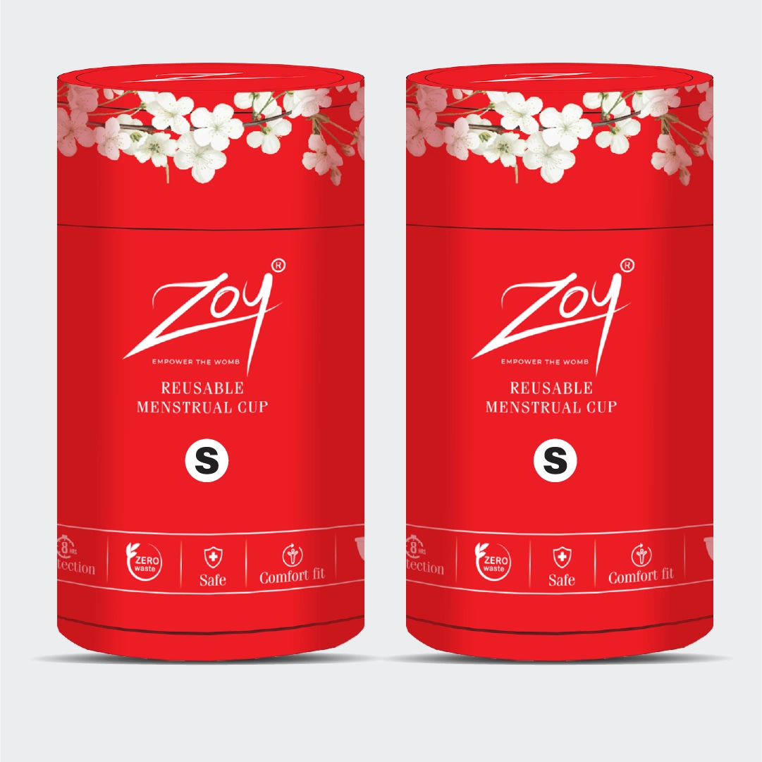 zoy menstrual cup small size S pack of 2 with 2 cups reusable eco friendly period cup for beginners comfortable leak proof long lasting protection