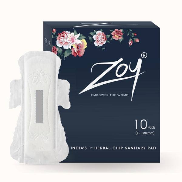 Zoy organic sanitary pad pack of 10 with herbal ingredients for period pain and cramp relief