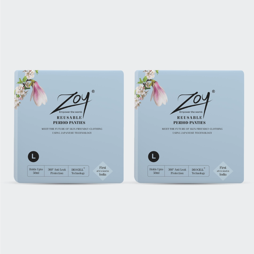 zoy reusable period panties L size pack of 2 with 2 panties washable leak proof underwear breathable eco friendly and comfortable for periods