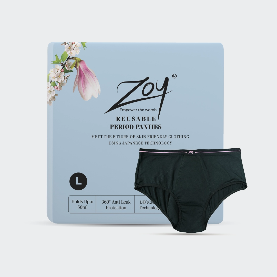 zoy reusable period panties L size single pack with 1 panty washable leak proof eco friendly underwear for comfortable and long lasting period protection