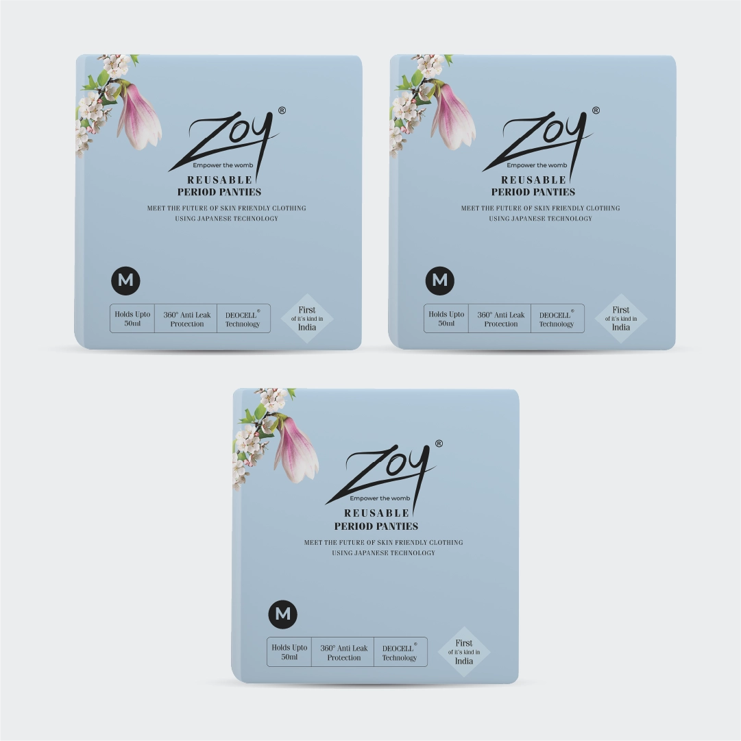 zoy reusable period panties M size pack of 3 with 3 panties washable leak proof eco friendly underwear for comfortable and long lasting period care