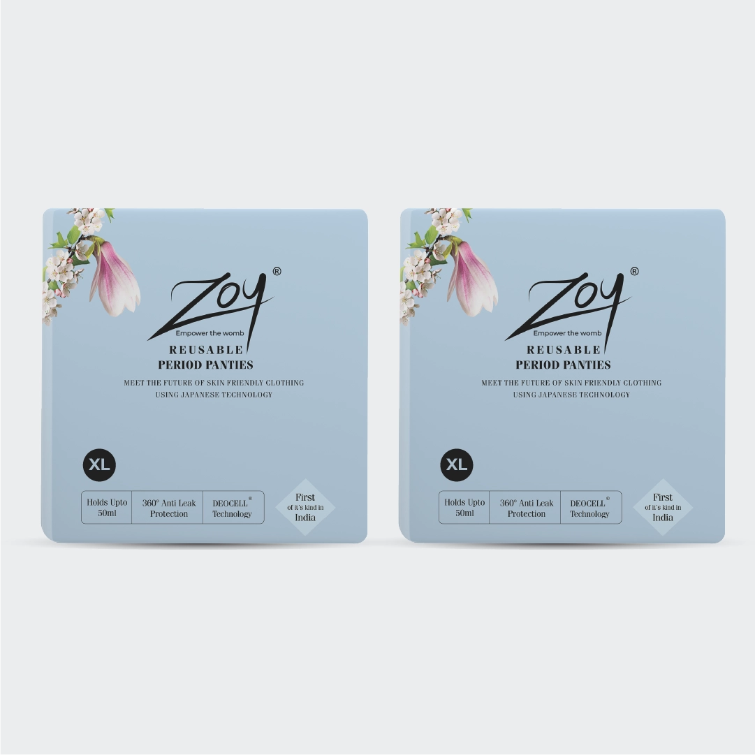 zoy reusable period panties XL size pack of 2 with 2 panties washable leak proof plus size underwear eco friendly comfortable for heavy flow and overnight use