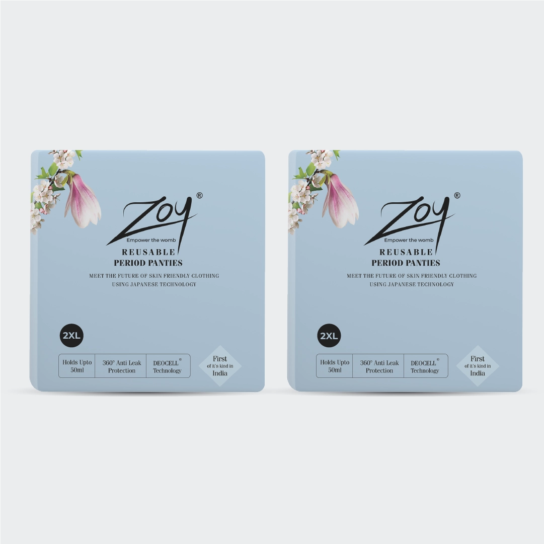 zoy reusable period panties XXL size pack of 2 with 2 panties washable leak proof plus size eco friendly underwear for comfortable and secure period protection