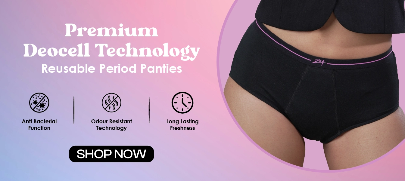 ZOY reusable period panty with premium Deocell technology - anti-bacterial, odour resistant period underwear for women with long-lasting freshness