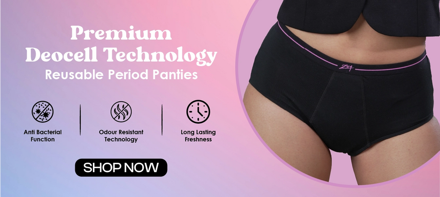 ZOY reusable period panty with premium Deocell technology - anti-bacterial, odour resistant period underwear for women with long-lasting freshness