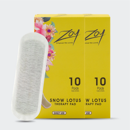 Zoy Snow Lotus herbal organic sanitary napkin two-pack with snow lotus herb infusion for period pain and cramp relief