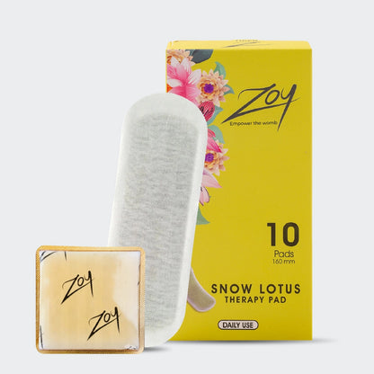 Zoy Snow Lotus herbal therapy sanitary pad pack of 10 with rare herb-infused organic period protection