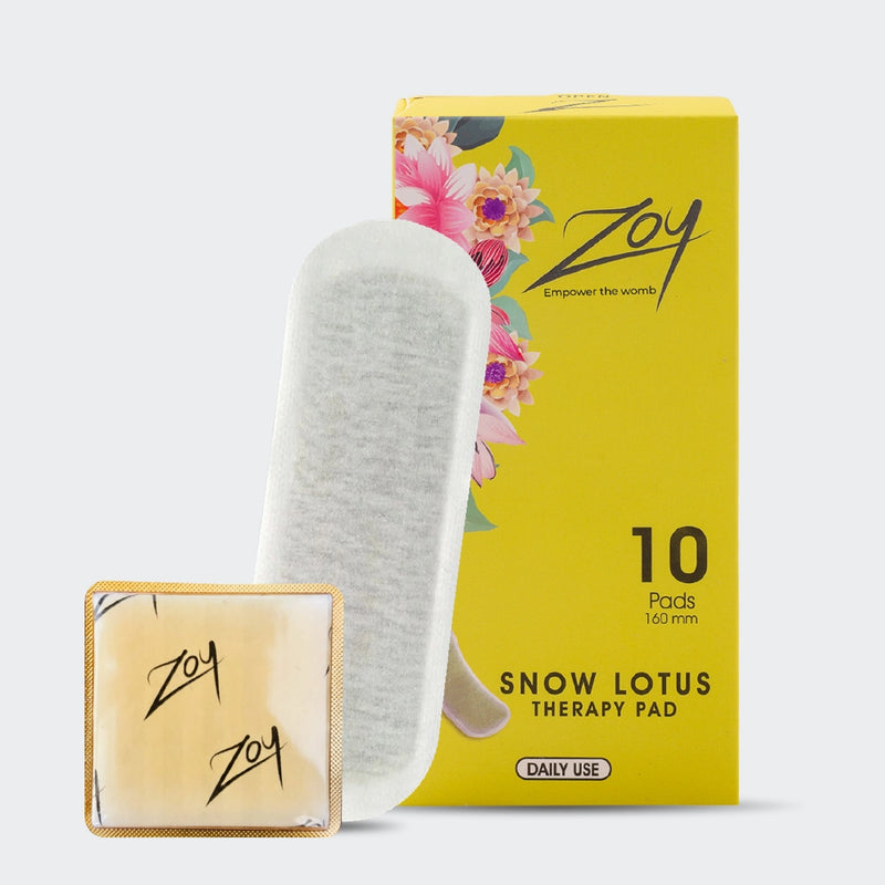 Zoy Snow Lotus herbal therapy sanitary pad pack of 10 with rare herb-infused organic period protection
