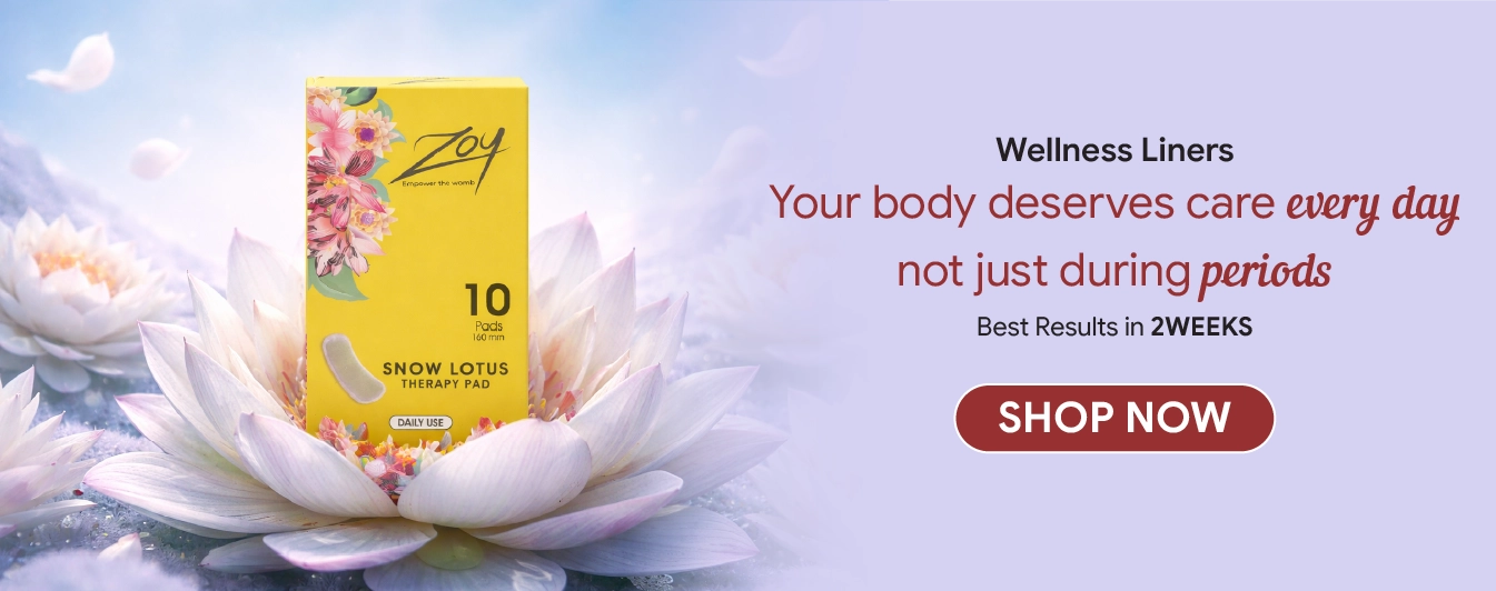 Zoy Snow Lotus Therapy Pad – Daily Use Wellness Liner for PCOS, Leucorrhoea & Womb Care | Best Results in 2 Weeks